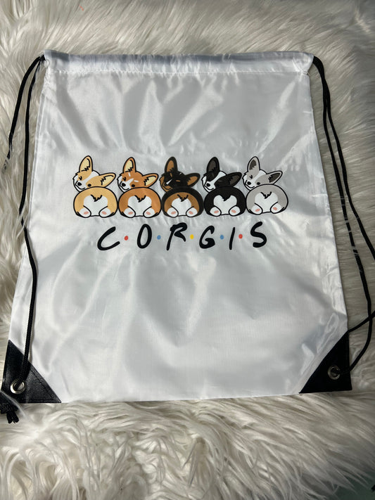 New Drawstring Backpack corgi