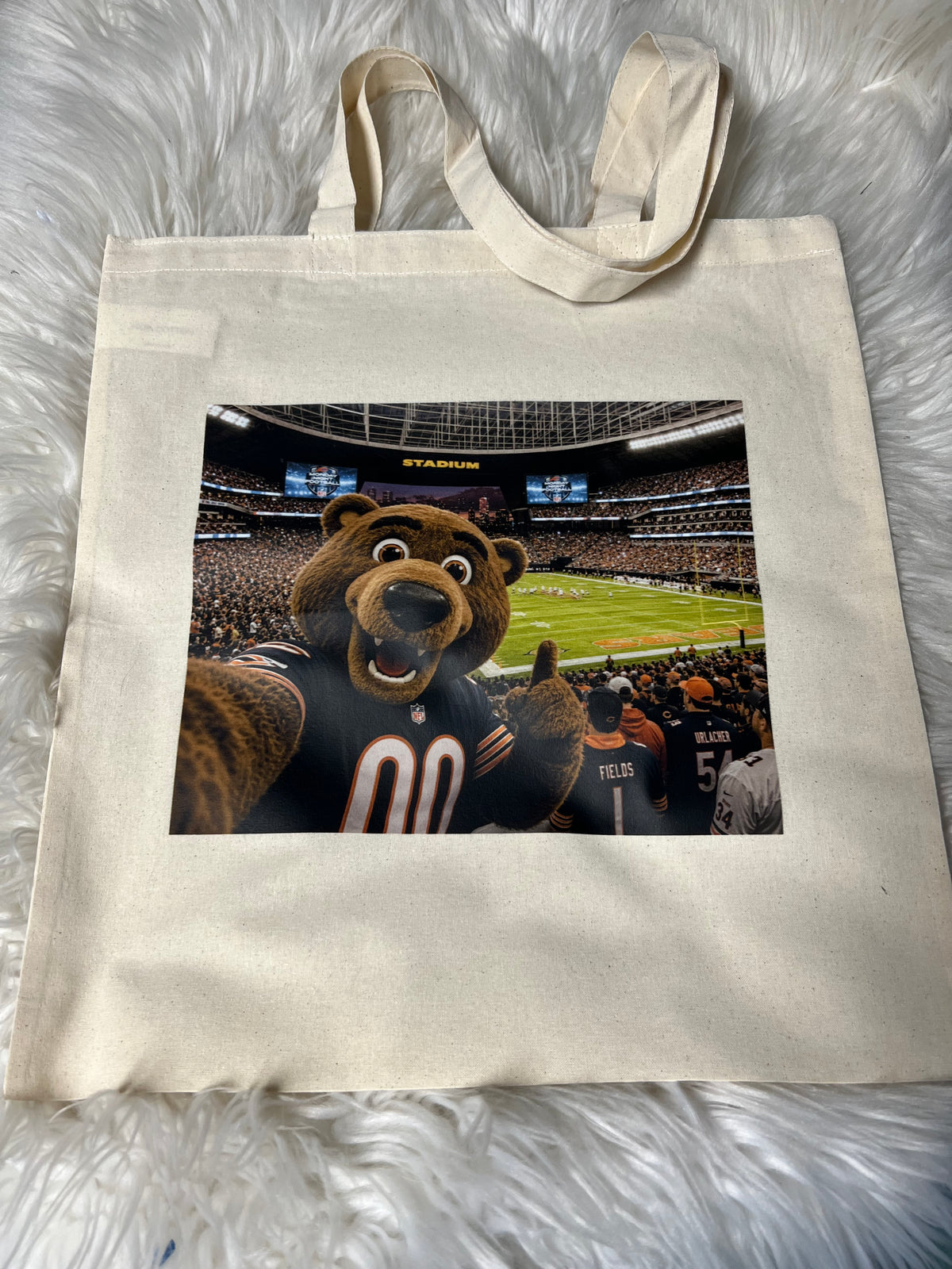 15'' X 16'' Natural Cotton Tote football