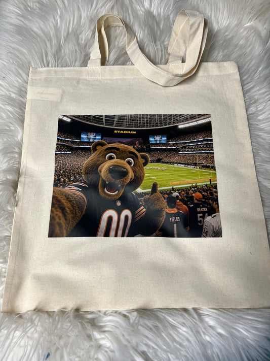 15'' X 16'' Natural Cotton Tote football