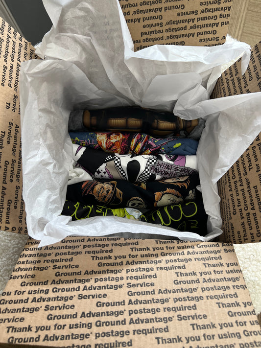 Mystery five T-shirts bundle example of scary Halloween movie characters ￼