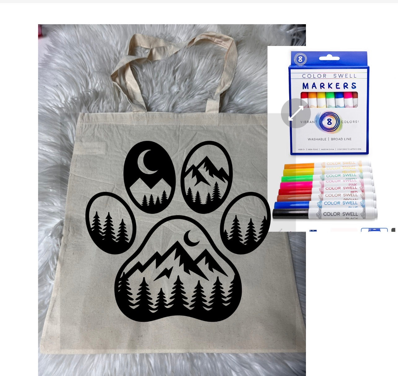 Canvas bag for drawing comes with a pack of markers