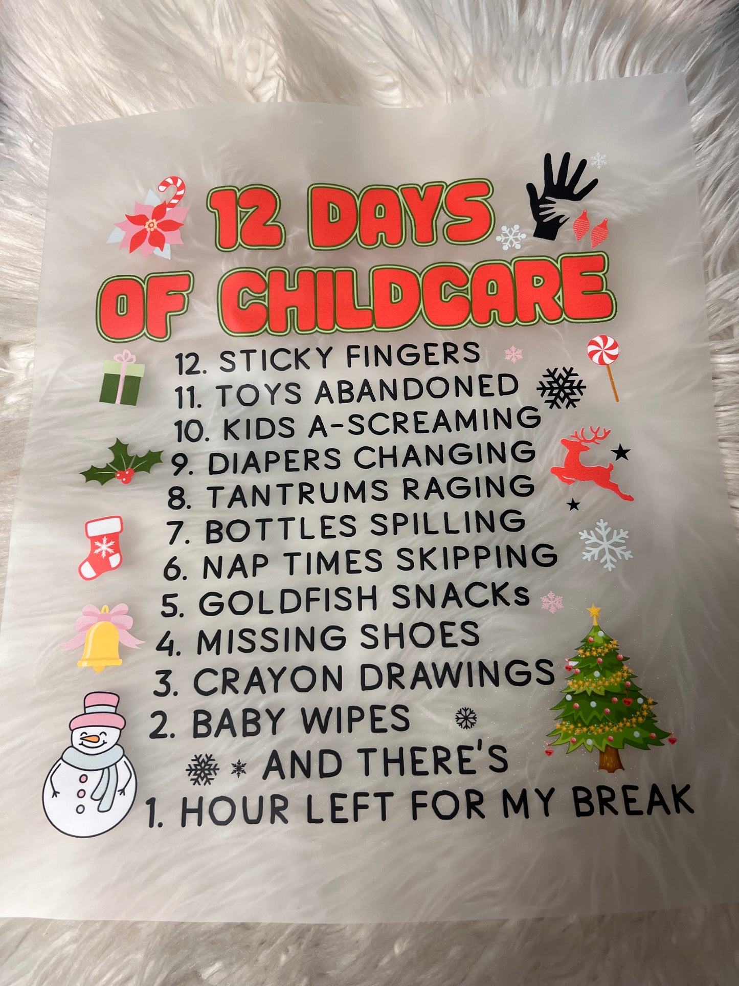 New DTF Christmas 12 days of childcare ￼