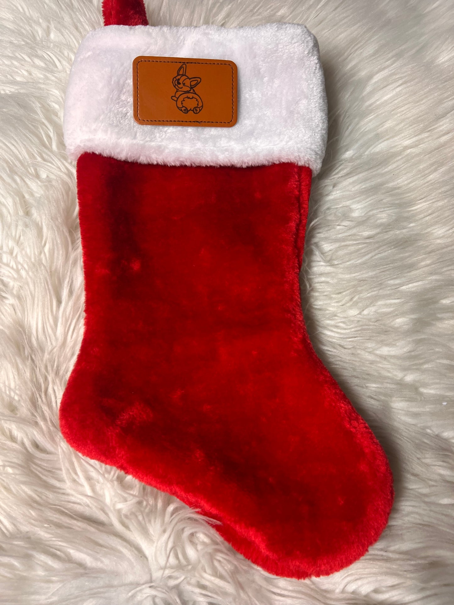 New Christmas stocking laser engraved patch corgi