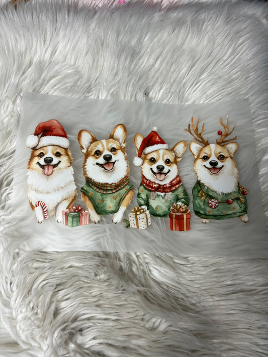 New DTF Christmas corgi