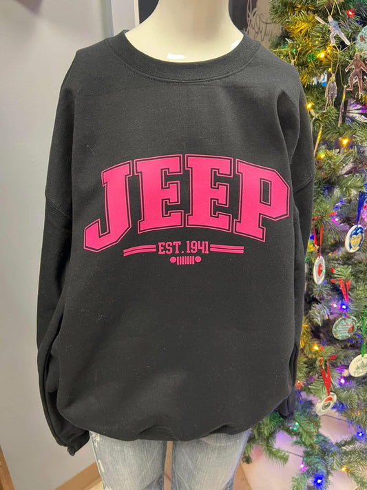 crewneck sweatshirt black hot pink