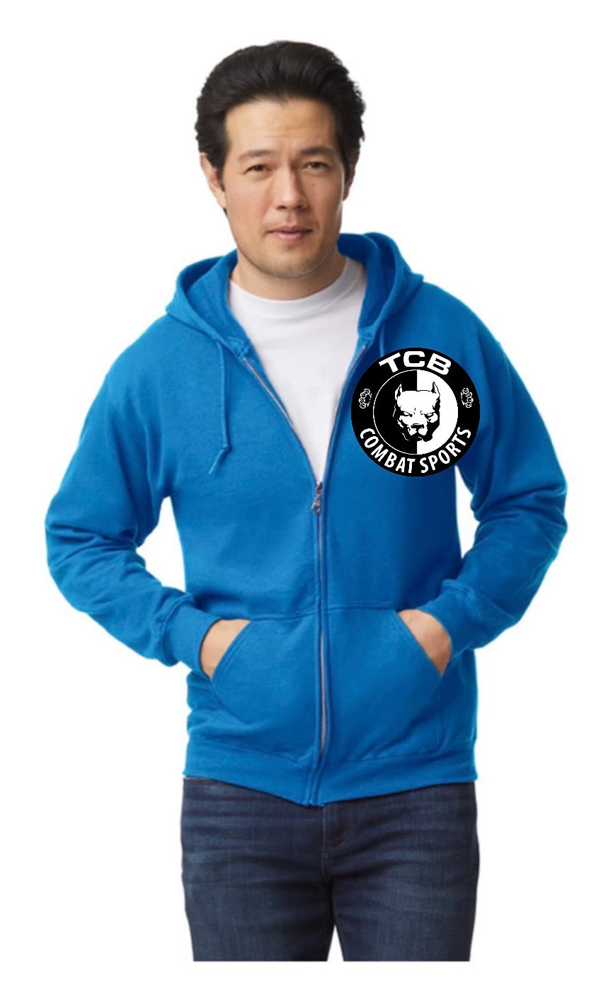 Royal blue TCB unisex Gilden adult zip up hoodie