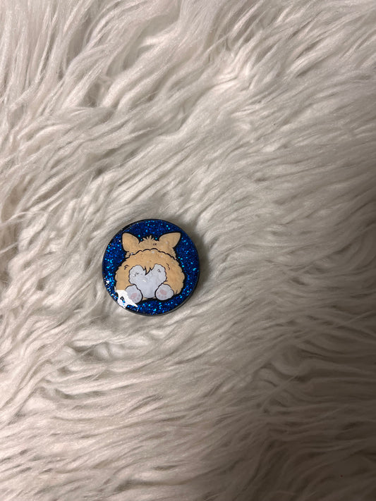 Resin covered pop socket blue corgi