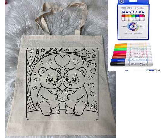 Canvas bag for drawing comes with a pack of markers