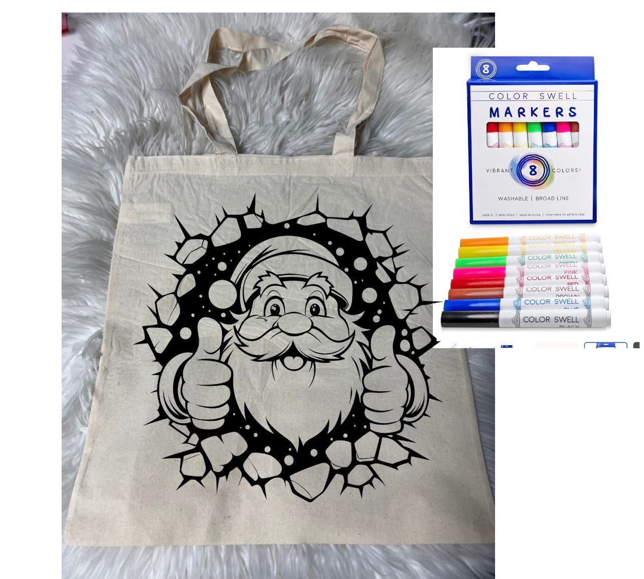 Canvas bag for drawing comes with a pack of markers