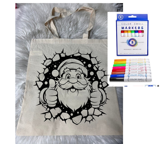 Canvas bag for drawing comes with a pack of markers