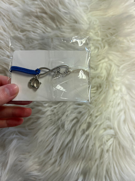 new bracelet blue and white football and  horseshoe charm