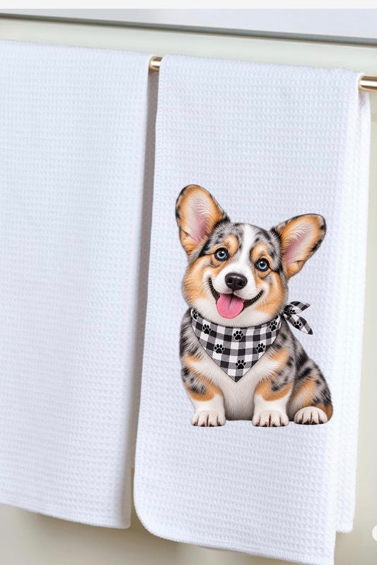 Decorative hand towel corgi