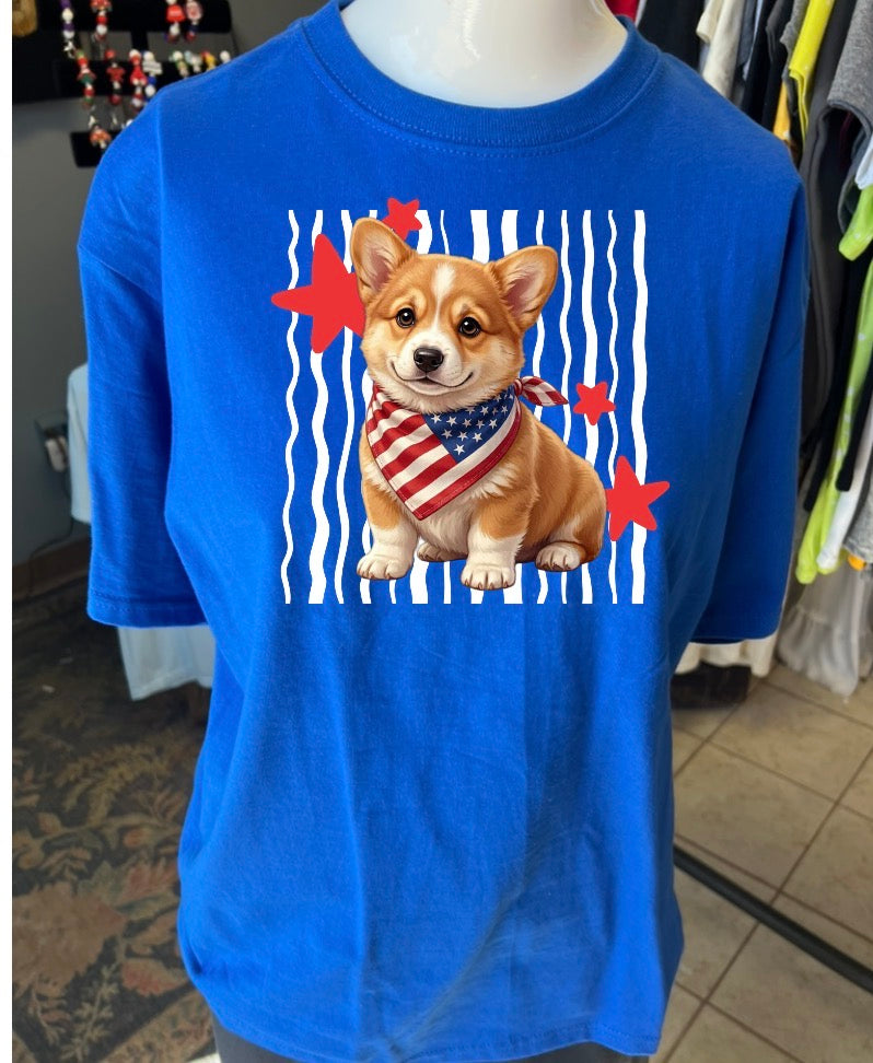 New unisex royal blue usa corgi front and back sable