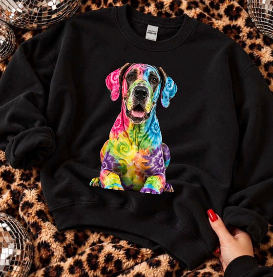 unisex top tie-dye dog