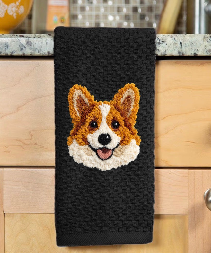 Decorative hand towel corgi