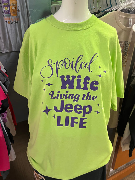 New unisex lime green with purple ￼ short sleeve T-shirt ￼