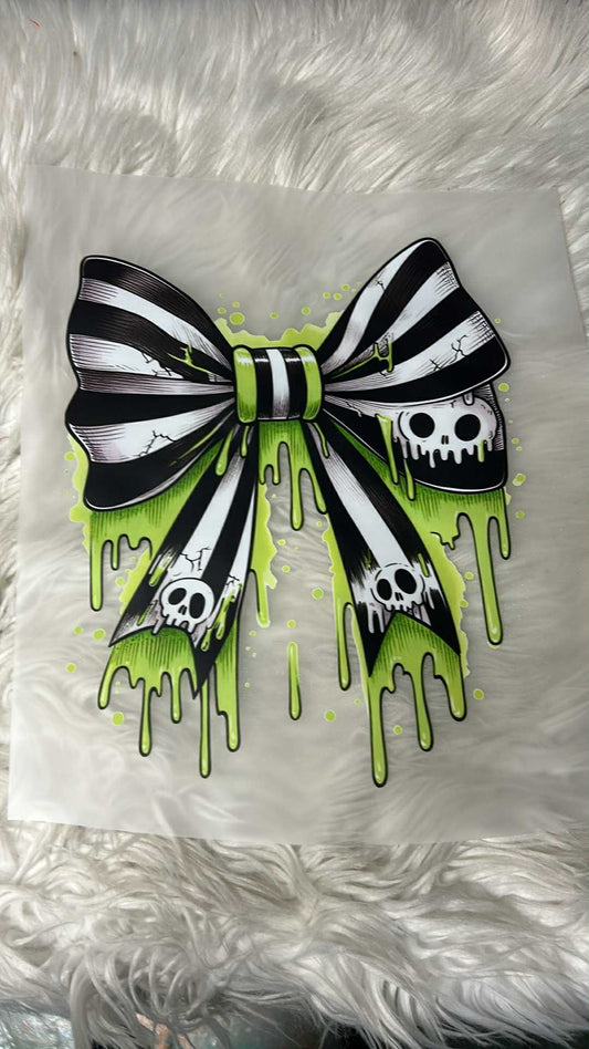 New  dtf scary green ghost bow