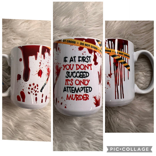 15 ounce ceramic mug blood crime ￼