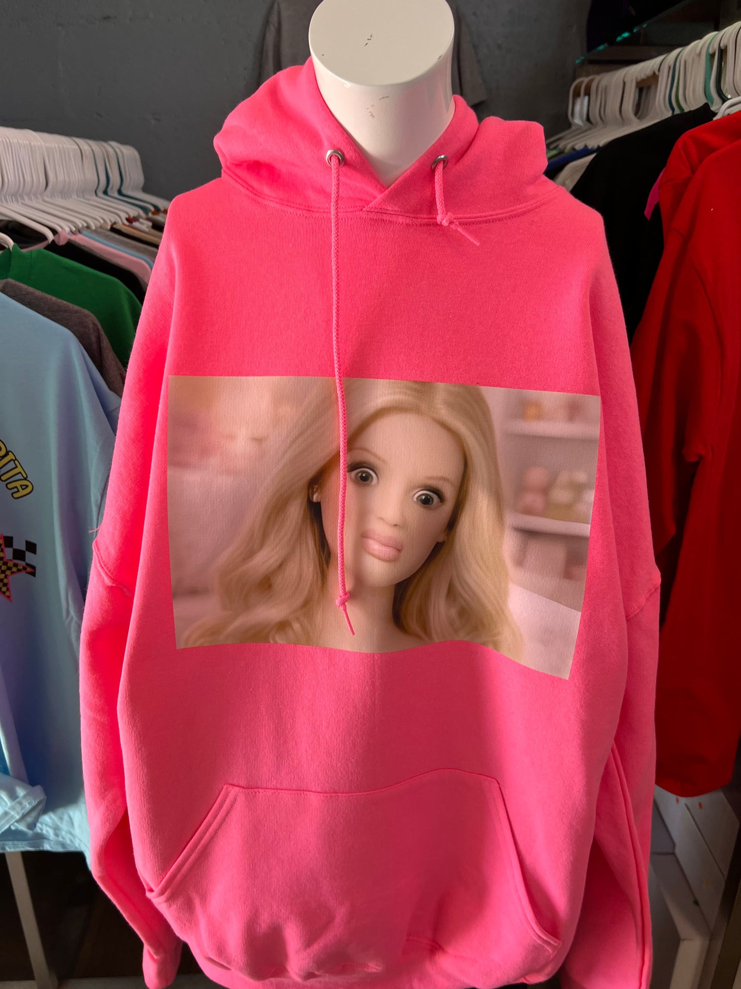 New unisex hot  pink ￼ blonde doll