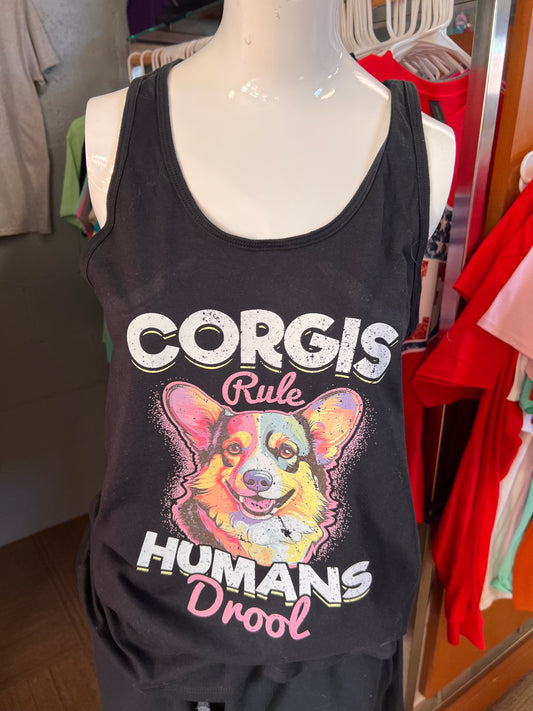 New ladies next level  Razorback tank top corgi