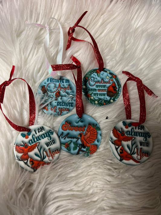 New Christmas ceramic ornament red Cardinals ￼