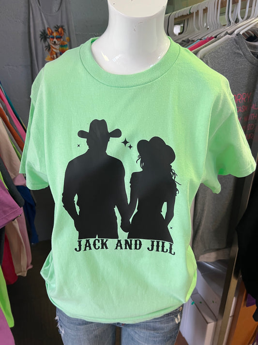 Unisex T-shirt, size small jack and Jill mint green