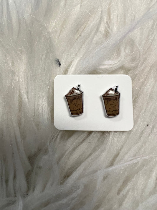 New  stud earrings  coffee