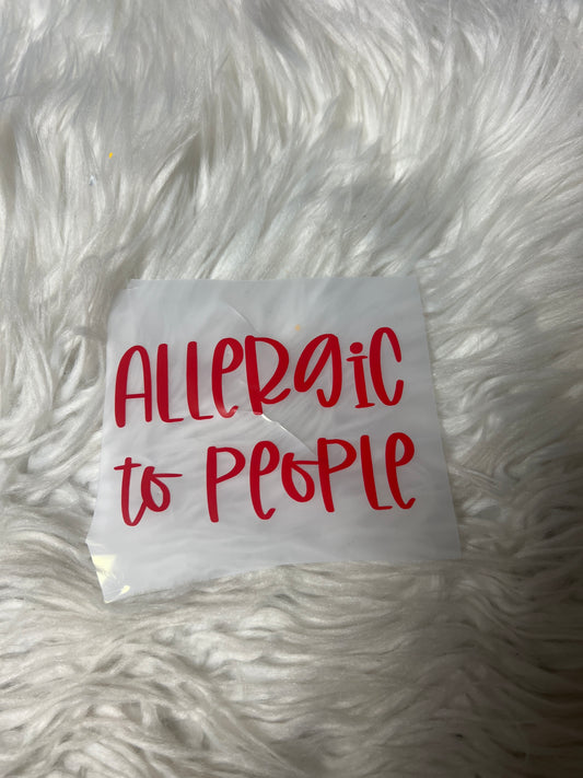 New car decal  allergic to people red