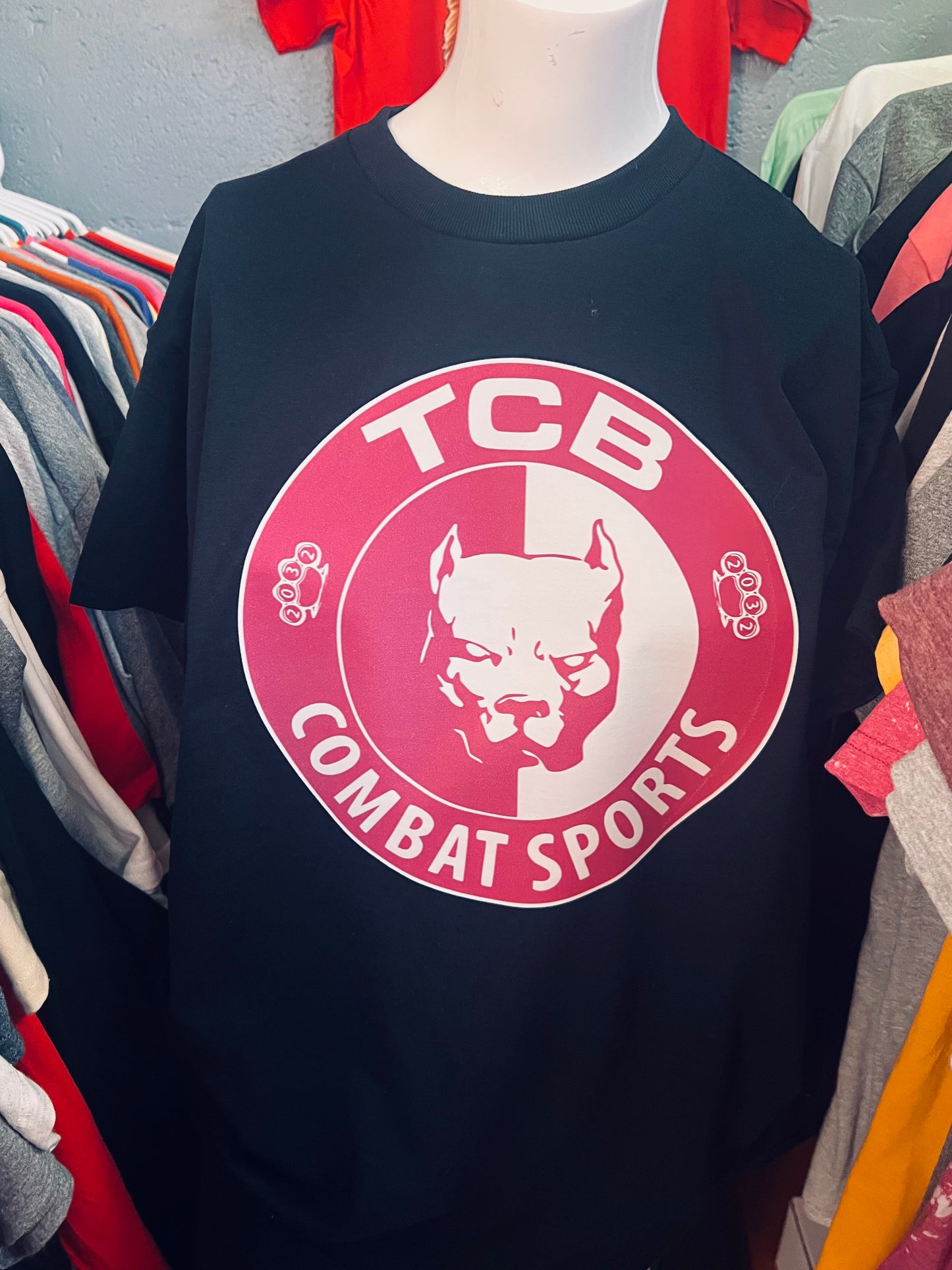 Pink TCB unisex Gilden youth short sleeve T-shirt