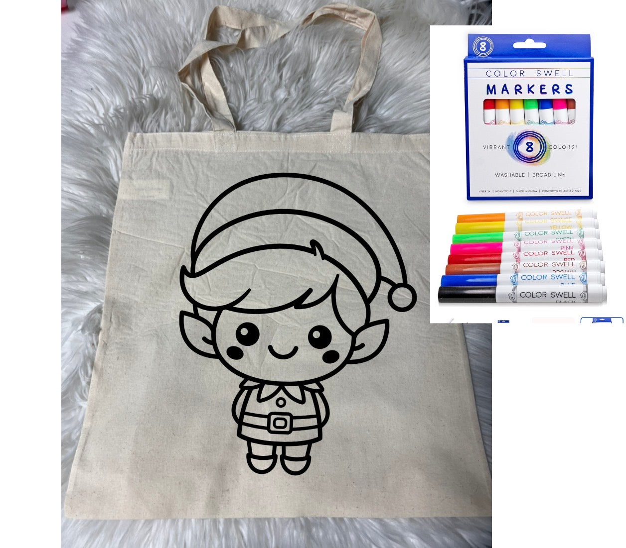 Canvas bag for drawing comes with a pack of markers