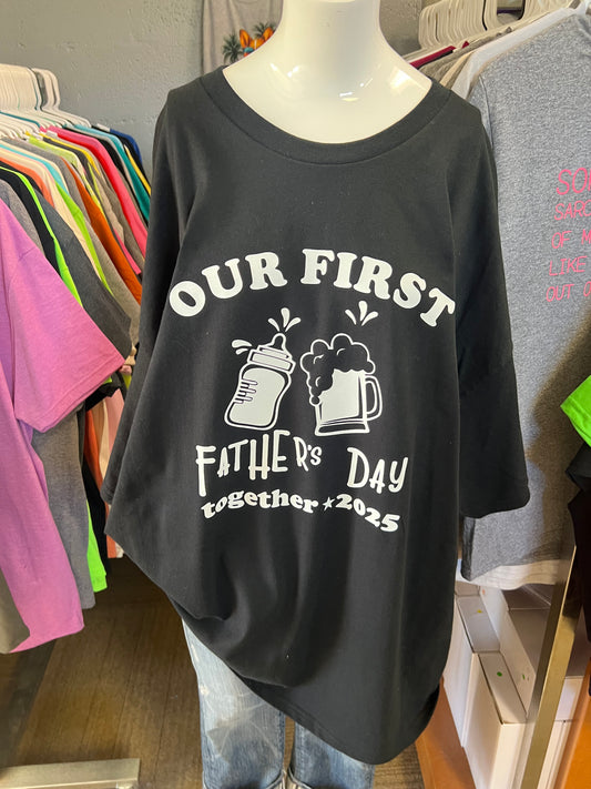 unisex Gilden adult T-shirts first Father’s Day together, 2025