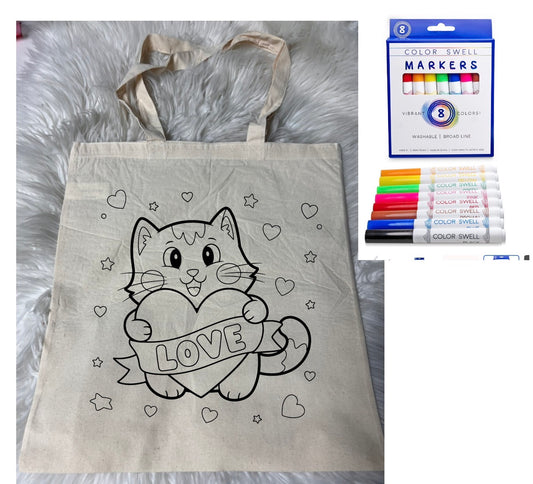 Canvas bag for drawing comes with a pack of markers