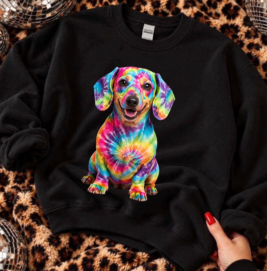 unisex top tie-dye dog