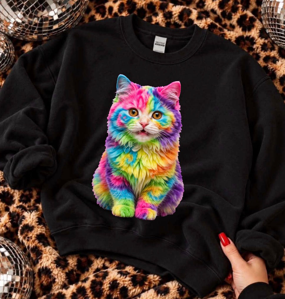 unisex top tie-dye cat