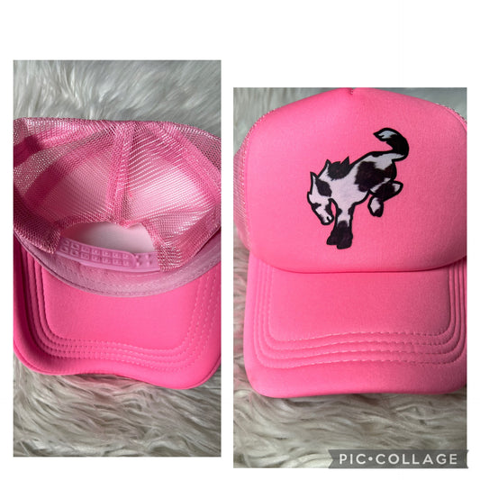 New hat hot pink cow bucking  horse
