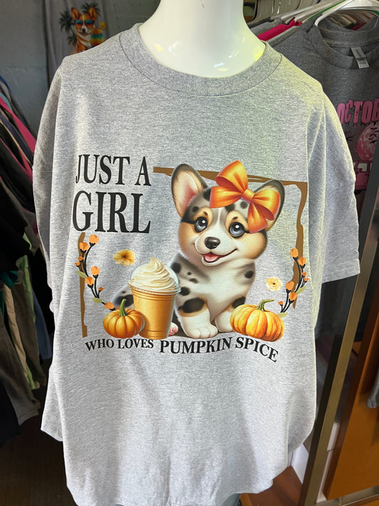 New  unisex T-shirt pumpkin spice corgi Merle