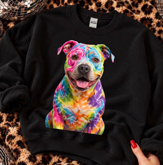 unisex top tie-dye dog