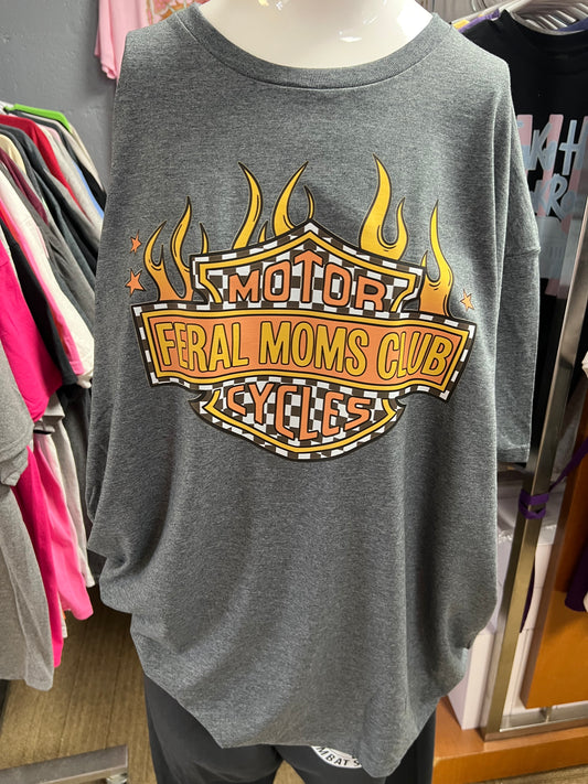 New unisex Dark Heather feral mom