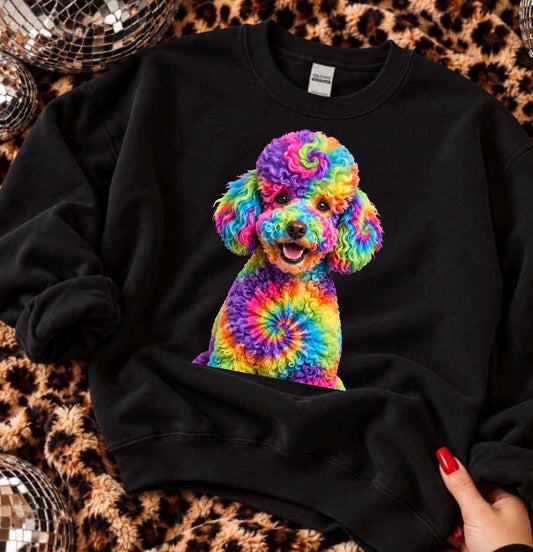 unisex top tie-dye dog