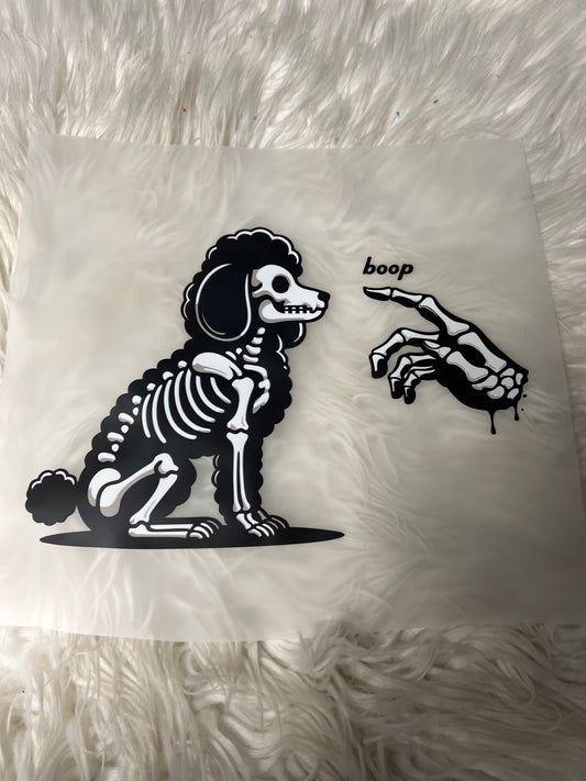 New DTF Halloween scary poodle skeleton