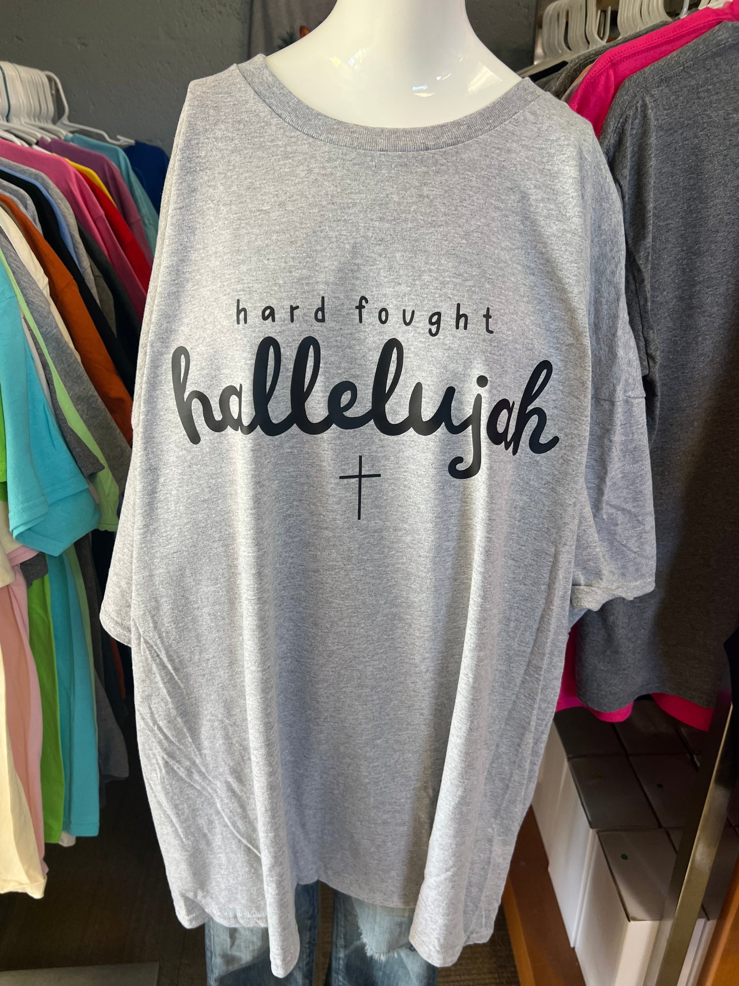 New unisex, short sleeve T-shirt hard fight hallelujah