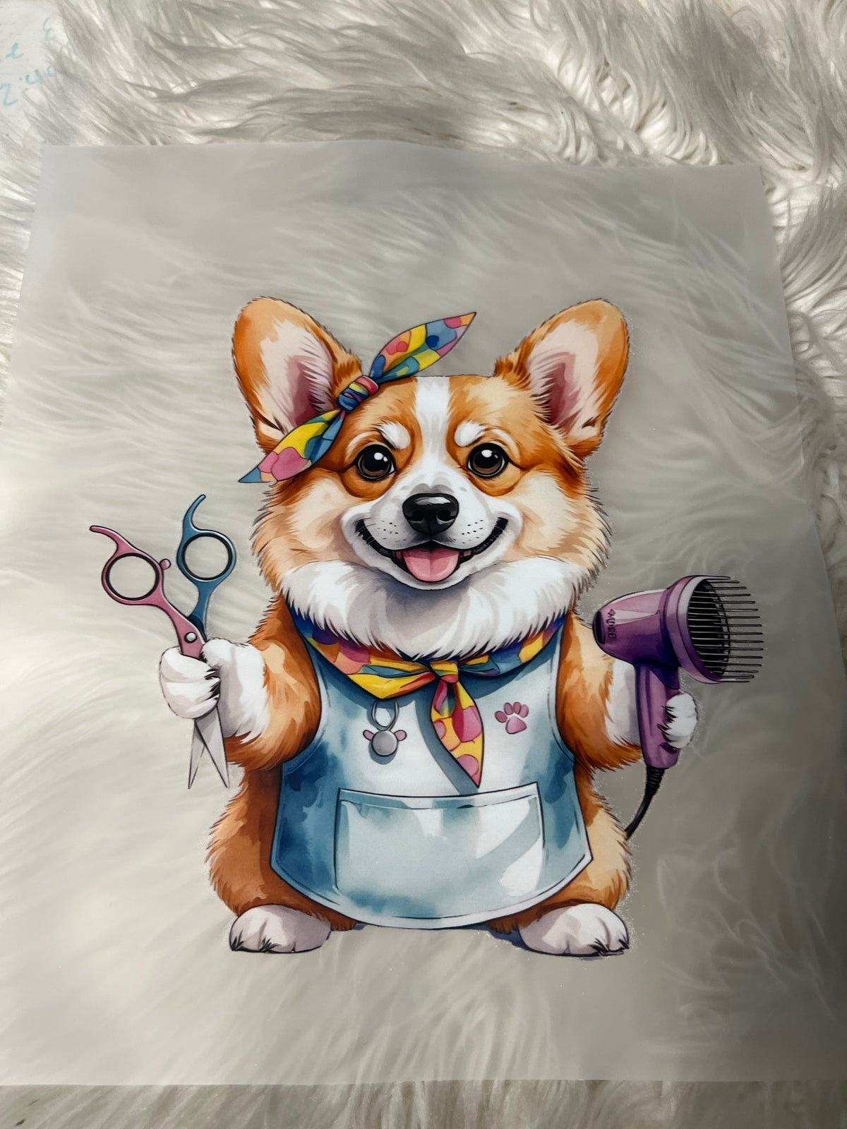 New DTF corgi hairdresser