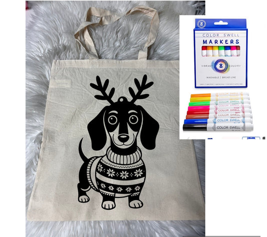 Canvas bag for drawing comes with a pack of markers