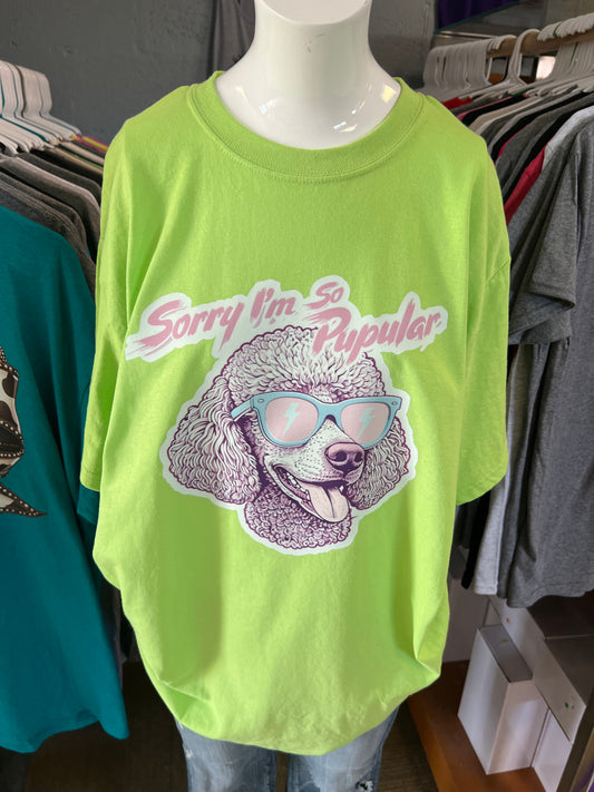 New  unisex T-shirt lime green poodle