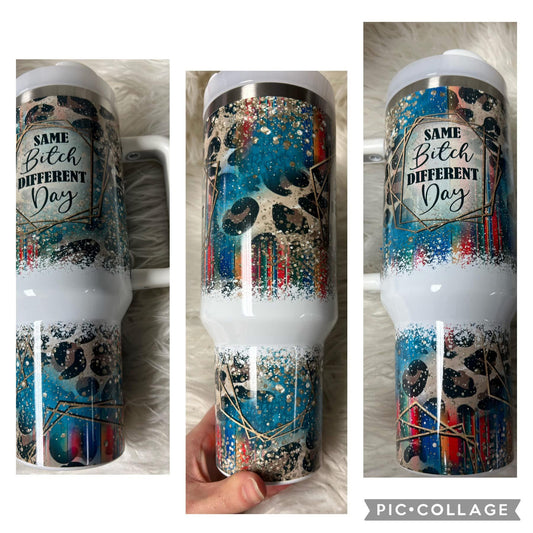 Brand new 40 ounce stainless steel Tumblr with handle  with plastic straw