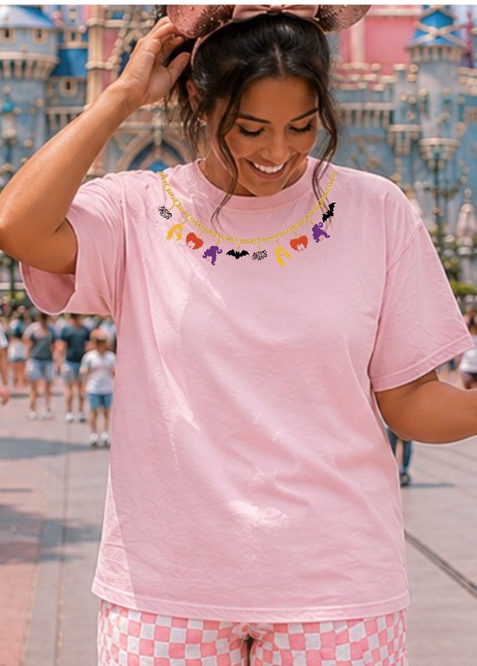 light pink unisex top charm necklace hp