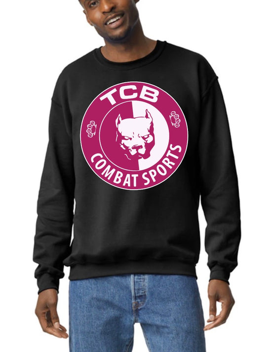 Pink TCB youth crewneck sweatshirt, Gilden