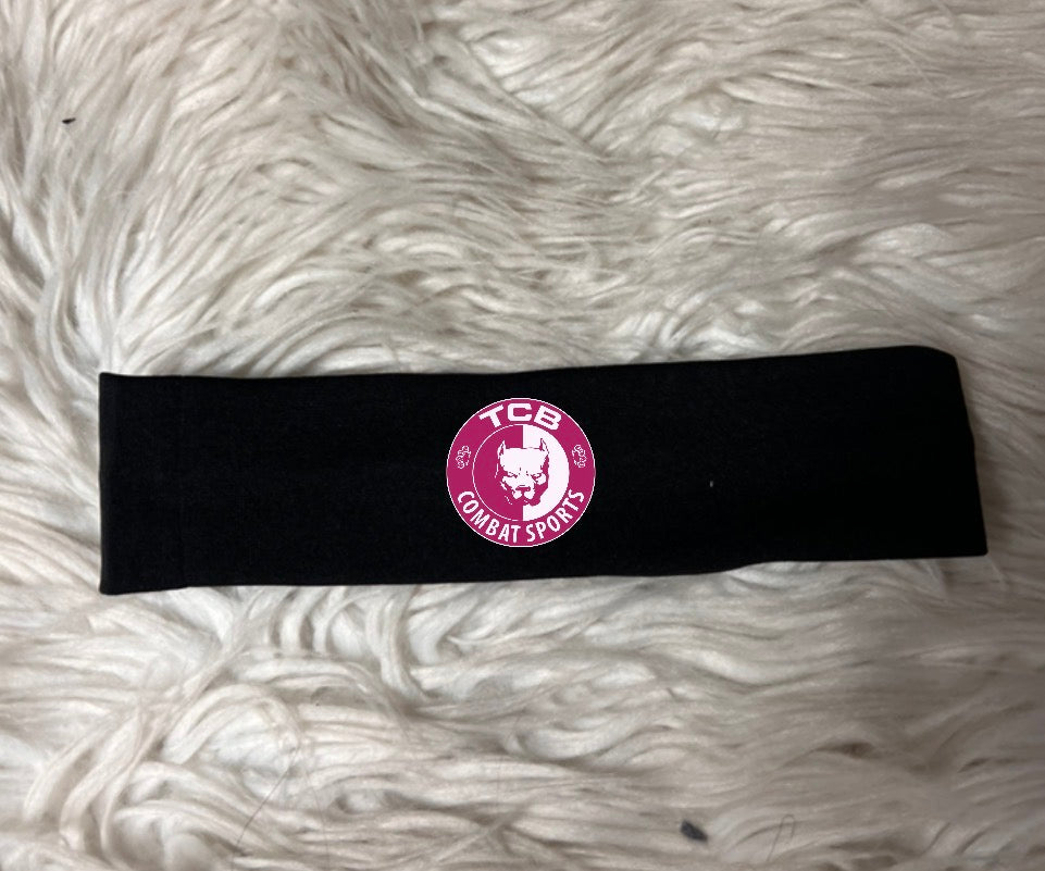 New tcb black headband pink logo