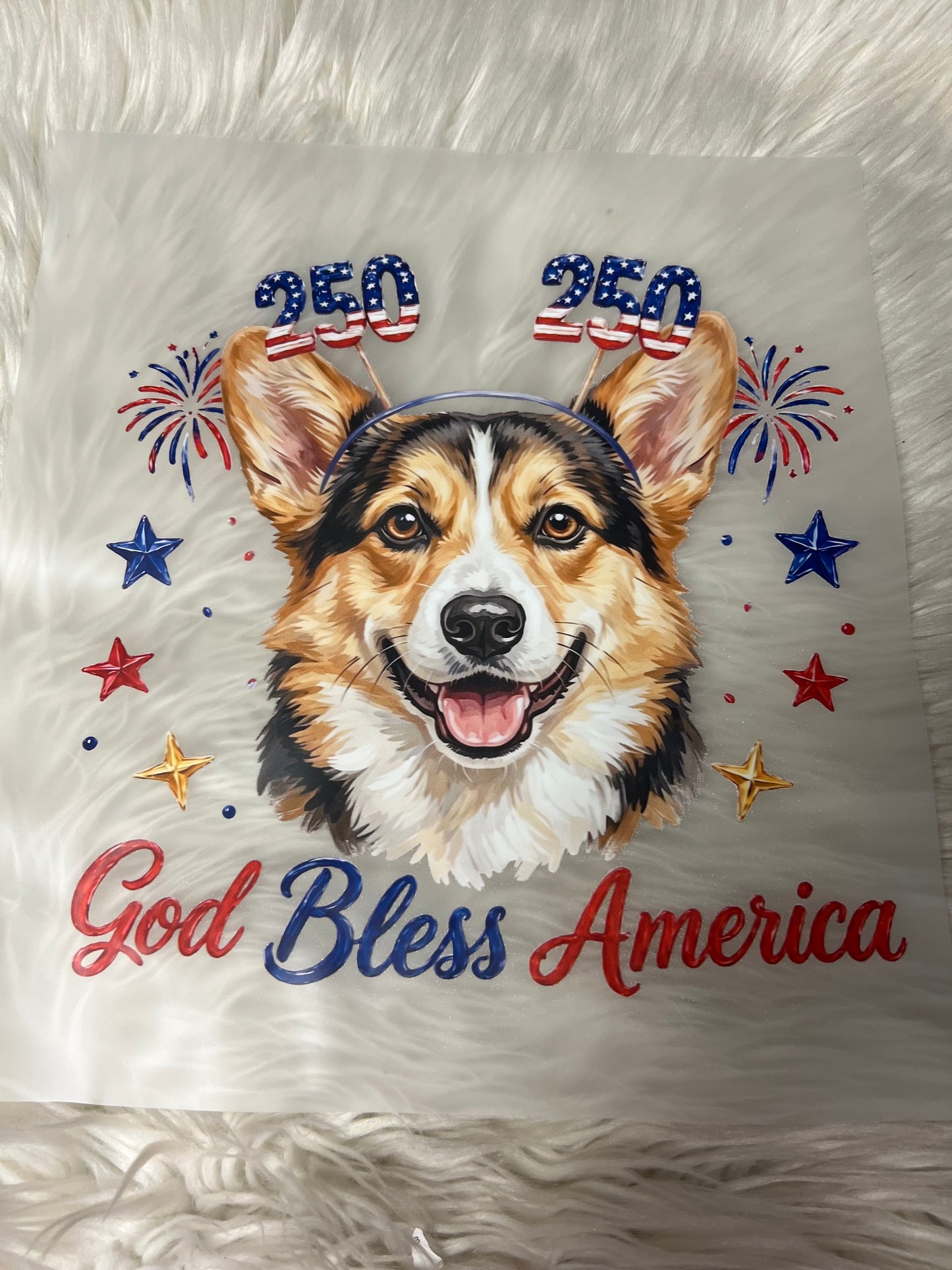 New DTF happy corgi July 250 years of freedom