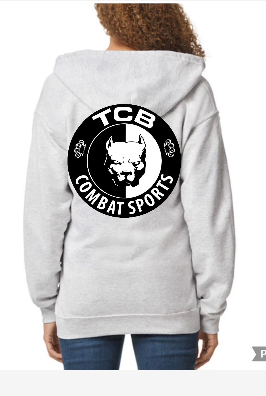 Ash gray TCB unisex Gilden adult zip up hoodie
